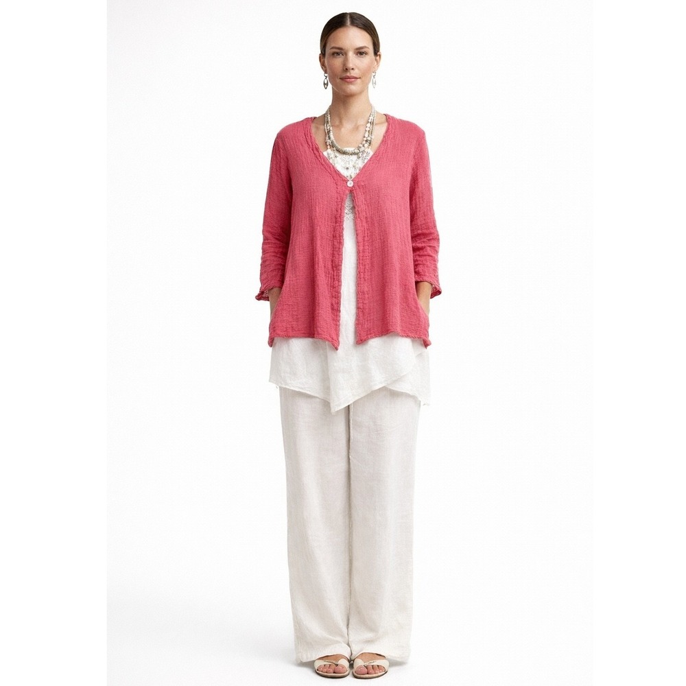 Oh‎ My Gauze Pink Cotton Gauze One Button Jacket Cardigan Size 1 S